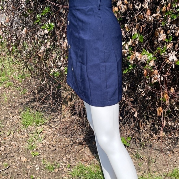 Shein Navy Blue Faux Button Down Fit & Flare Mini Skirt - Picture 6 of 7